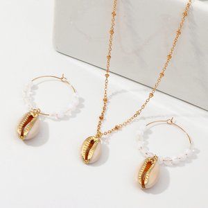Natural Beads & Cowrie Shell Jewelry Set